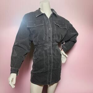 FREE PEOPLE Bo Denim Black Dress Size S Batwing Western Midnight Boho Minimalist